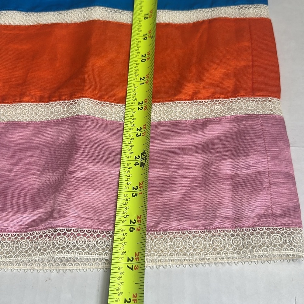J Crew Crochet Satin Ribbon Skirt In Colorblock Linen Blend Womens Size 16 - Picture 10 of 10